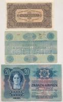 1913. 20K I. kiadás, felülbélyegzés nélkül + 1919. 5K "OSZTRÁK-MAGYAR BANK BANKJEGYEIRE" +...