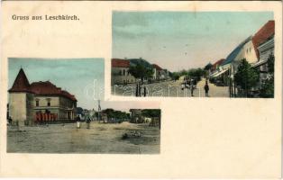 Újegyház, Leschkirch, Nocrich; Fő tér és utca, városháza / main square and church, town hall