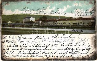 1901 Lippa, Lipova; látkép, Maros híd / general view, Mures riverside (r)