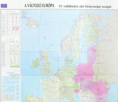 1997 A változó Európa, EU-csatlakozásra váró közép-európai országok, politikai térkép. 1 : 400.000. Nagyméretű, 114x107 cm