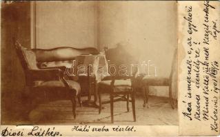 1901 Kolozsvár, Cluj; Diosi látkép, hálószoba belső / bedroom interior. photo (EK)