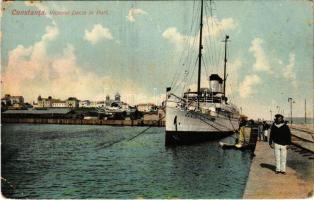 Constanta, Konstanza; Vaporul Dacia in Port / steamship, port, sailor (EB)