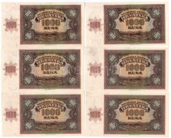 Horvátország / Független Horvát Állam 1941. 1000K (6db) sorszámkövetők "D0049191 - D0049196&quo...