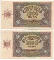 Horvátország / Független Horvát Állam 1941. 1000K (2db) sorszámkövetők "E0670924 - E0670925&quo...