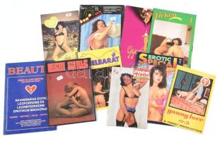 cca 1990 10 db különféle erotikus magazin és kiadvány, vegyes állapotban