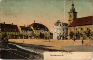 1908 Nagyszeben, Hermannstadt, Sibiu; Grosser Ring / Nagy tér, piac. G.A. Seraphin kiadása (Rb)