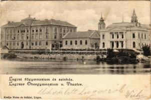 1901 Lugos, Lugoj; Főgimnázium és színház. Weisz és Sziklai kiadása / grammar school, theatre (szakadás / tear)