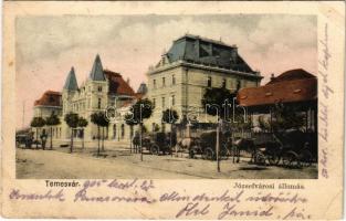 1905 Temesvár, Timisoara; Józsefváros, Vasútállomás / railway station in Iosefin (EB)