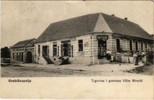 1918 Grubisno Polje, Grobosinc; Trgovina i gostiona Vilim Hirschl / vendéglő, étterem. Ivan Rechnitzer kiadása / restaurant