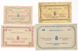 Szekszárd 1945. 1P + 5P + 10P + 50P "Szekszárd Megyei Város utalványjegy" T:III Adamo SZS2...