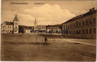 1914 Dicsőszentmárton, Tarnaveni; Erzsébet tér. Jeremiás Sándor kiadása / square