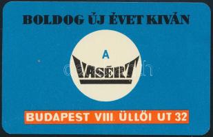 1970 Vasért reklámos fém kártyanaptár, jó állapotban, 10,5x6,5 cm