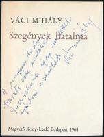 Váci Mihály. (1924-1970) költő dedikációja kötetet kivágott címlapján