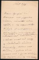 cca 1890 gr Desewffy Aurél főrendiházi elnök autográf levele