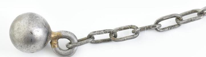 Buzogány. Láncos, fém, fa nyéllel 45 cm