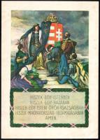 1928 Magyar Hiszekegy hivatalos irredenta plakát Udvary (Udvary Géza?)jelzéssel. Globus-ny. Hátoldal...