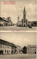 Abrudbánya, Abrud; Fő tér, templom. Radó Boldizsár felvétele és kiadása / main square, church (fl)