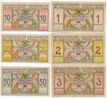 Székesfehérvár 1921. 10f + 20f + 50f + 1K + 2K + 3K "Légszeszgyár és Vegyiművek Részvénytársasá...