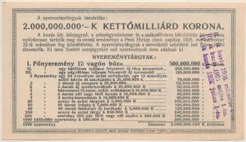 Budapest 1925. "Diák-Sorsjegy" 5000K értékben, "X. sorozat, 047150" T:I