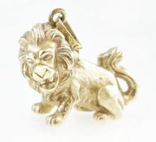 Arany (Au) 14K plasztikus oroszlán függő, jelzett, 2×2 cm, nettó: 4,1 g