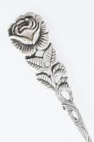 Ezüst(Ag) rózsás nyelű desszertes villa, 4 db, jelzett, h: 14 cm, nettó: 67,7 g