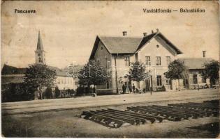 1919 Pancsova, Pancevo; vasútállomás. Kohn Samu kiadása / Bahnhof / railway station (EK)