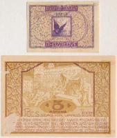 Pécs 1920. 5K pénztárjegy + Sopron 1919. 50f pénztárjegy T:II- - III ragasztónyom, szakadás Adamo PÉ...