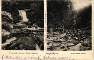 1909 Nagybánya, Baia Mare; Harmadik vízesés a Szturi-völygben, Szturi patak. Kovács Gyula kiadása / waterfall in the valley, creek (EK)