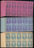 SEGÉLYBÉLYEGEK 1915. 3 klf. teljes Hadsegélyező Hivatali bélyegfüzet 100-100 db 1f, 2f, ill. 10f név...