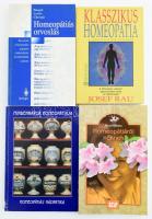 4 db homeopátiás könyv - Klasszikus homeopátia, Homeopátiás orvoslás, Homeopátiáról nőknek, Mindennapok homeopátiája. Kiadói papírkötés, kissé kopottas állapotban.