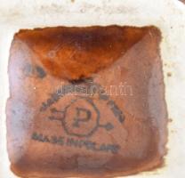 Lengyel retró váza, mázas kerámia, jelzett, hibátlan, m: 14 cm