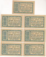 Újpest 1919. 2K Mauthner Bőrgyár váltópénz (7x) közte 5x sorszámkövető, 1 egyugrásos sorszámkövető T:I Adamo ÚJP3.2