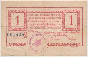 Esztergom 1919. június 10. 1K "Esztergomi Pénzintézetek Utalványa" T:III- Adamo EST1.1