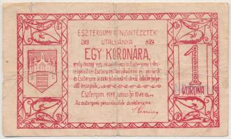 Esztergom 1919. június 10. 1K Esztergomi Pénzintézetek Utalványa T:III- Adamo EST1.1
