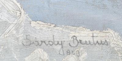 Sárdy Brutus (1892-1970): Dunaparti táj, 1929. Olaj, vászon, kartonon. Jelzett. Hátoldalán 1929. évi...
