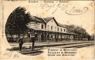 1902 Szávaszentdemeter, Mitrovice, Mitrovitz an der Save, Sremska Mitrovica; vasútállomás. R. Popovic kiadása / kolodvor / railway station (EB)