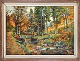 K. Dickten jelzéssel: Őszi erdő. Olaj, vászon. Dekoratív, kissé kopott fakeretben, 78×57 cm