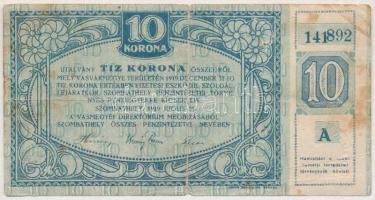 Szombathely 1919. július 15. 10K "141892" "Vasmegyei direktórium" szükségpénze, ...