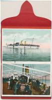 Erinnerung an meine Helgolandfahrt mit Turbinen-Schnelldampfer KAISER - Leporello füzet 9 képeslappal / leporello booklet with 9 pre-1945 postcards of Kaiser German steamship