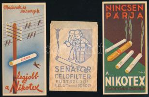 3 db számolócédula és papírzacskó (Nikotex, Senator)