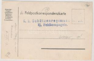 1917 Isonzo-Front. Feldpostkarte / Kézzel rajzolt osztrák-magyar Tábori Postai Levelezőlap, Isonzo f...