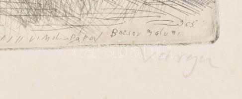 Varga Nándor Lajos(1895-1978): Bocsor-malom Pápán. Rézkarc, papír, kartonra kasírozva, jelzett, apró...