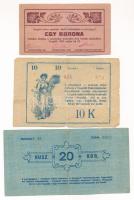 Cegléd 1919. 1K + 10K + 20K + "Czegléd Városi Pénztár" pénzjegy T:III,III- Adamo CEG-1