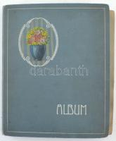 Kb. 151 db RÉGI művész motívum képeslap régi albumban: üdvözlő és festmény / Cca. 151 pre-1945 art p...