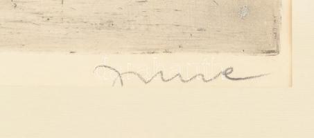 Imre István (1918-1983): Fonyód (Vitorlások a Balatonon). Rézkarc, papír, jelzett, paszpartuban, 29×...