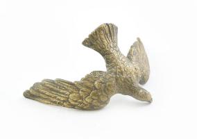 Antik bronz madár, gömb alakot körbeölelő szárnyakkal. 16x10 cm