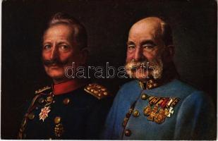 Kaiser Franz Josef I and Kaiser Wilhelm II / I. Ferenc József császár és II. Vilmos császár / Wilhelm II, German Emperor and Emperor Franz Joseph I of Austria. F.H. & S.W. IX. Nr. H. 240. s: A. Frank