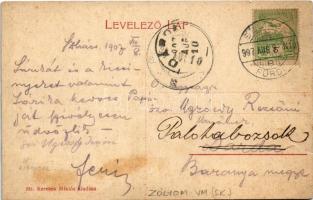 1907 Szliács, Sliac; Buda és Pest szállodák. Kerekes Miklós kiadása 981. / hotels, spa (szakadás / t...