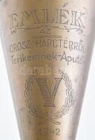 1942 Emlék az orosz harctérről töltényhüvely váza. magyar címerrel 12 cm