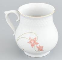 Hollóházi virágmintás bögre, porcelán, jelzett, hibátlan, m: 11,5 cm